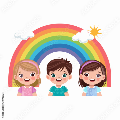 Kinder unter dem Regenbogen