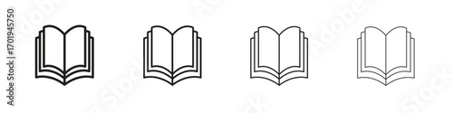 Book icons. thin line symbols in strokes