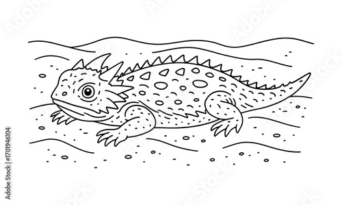 Horned lizard coloring page for kids and adults - fun and educational design for relaxation