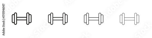 Barbell icons. thin line symbols in strokes