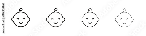 Baby icons. thin line symbols in strokes