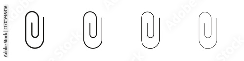 Attachment clip icons. thin line symbols in strokes