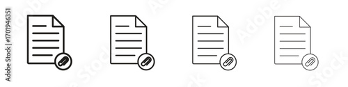 Attach document icons. thin line symbols in strokes
