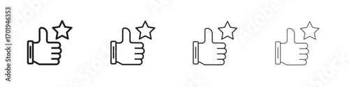 Appreciation icons. thin line symbols in strokes