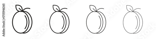 Apricot icons. thin line symbols in strokes