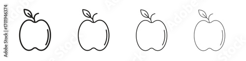 Apple icons. thin line symbols in strokes