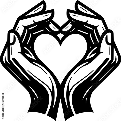 Hand-shaped Heart: Two hands come together, forming a heart, symbolizing unity, love, and care. A powerful image for various themes, highlighting connection.
