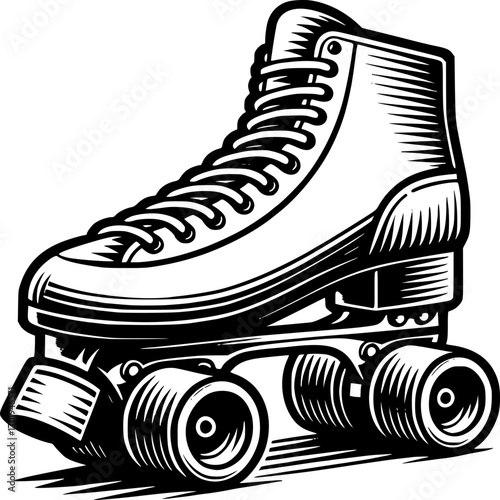 Classic Roller Skate: A meticulously crafted illustration of a classic roller skate, with its vintage design and wheels, is a nostalgic look at the fun and freedom of retro roller-skating.