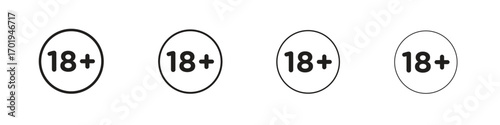 18 Plus icons. thin line symbols in strokes