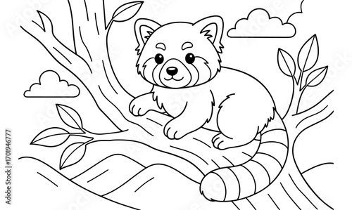 Adorable red panda coloring page for kids - simple outline for fun and education