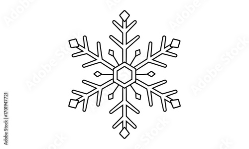 Simple snowflake coloring page for winter holiday creativity and fun