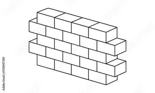 Isometric block wall illustration suitable for design and architectural concepts