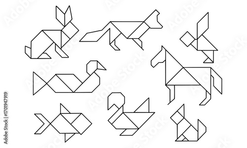 Creative tangram animal silhouettes for educational design and puzzle inspiration