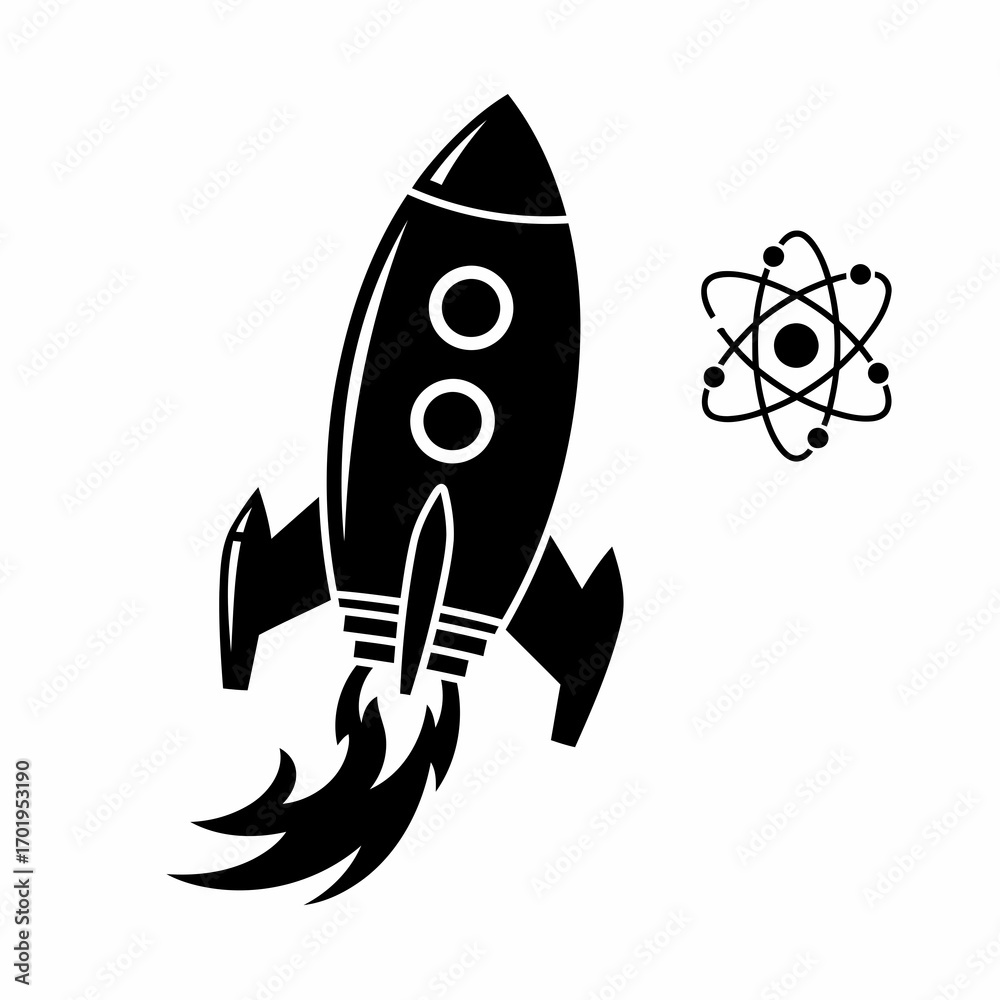 Fototapeta premium Rocket and Atom Symbol 