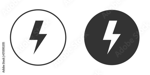 Thunder bolt icon or Logo. Flat Style vector EPS.