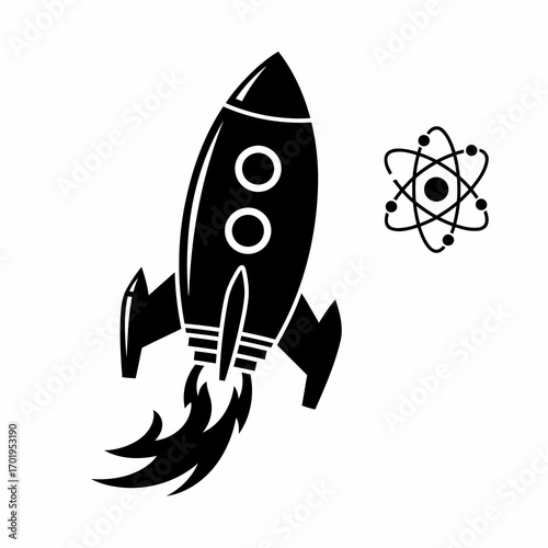 Rocket and Atom Symbol
