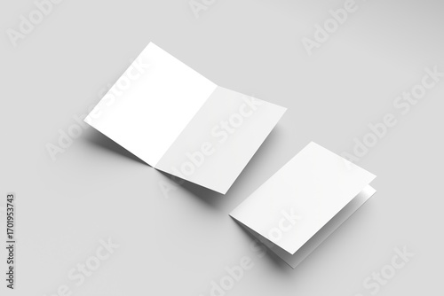 Bi-fold brochure mockup on a light gray background. 