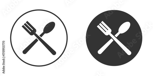 Spoon and Fork icon or Logo. Flat Style vector EPS.