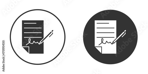 Signed document icon or Logo. Flat Style vector EPS.
