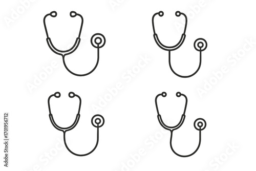 Stethoscope icons pack Thin line medical symbols set Editable stroke vector illustration for healthcare apps websites books cards transparent background