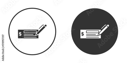 Money check icon or Logo. Flat Style vector EPS.