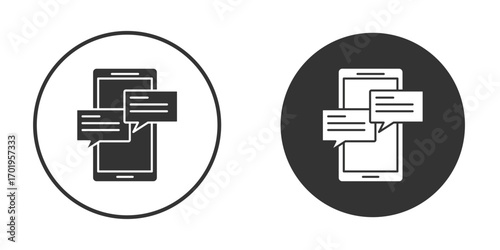 Mobile message notification icon or Logo. Flat Style vector EPS.