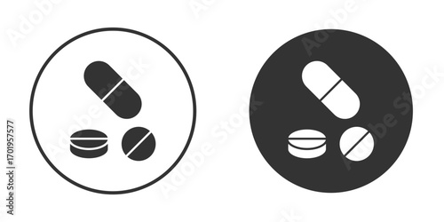 Medicine pills icon or Logo. Flat Style vector EPS.