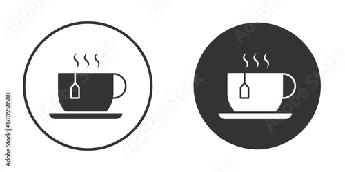 Hot tea icon or Logo. Flat Style vector EPS.
