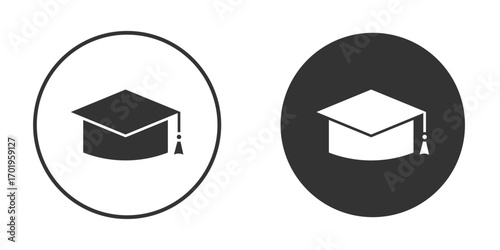 Graduation cap icon or Logo. Flat Style vector EPS.