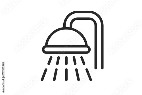 Shower icon vector illustration with transparent background, bathroom water spray symbol, hygiene and cleaning concept, minimalistic design, personal care and wellness graphic