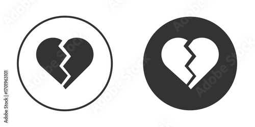 Broken heart icon or Logo. Flat Style vector EPS.