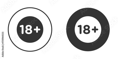 18 Plus icon or Logo. Flat Style vector EPS.