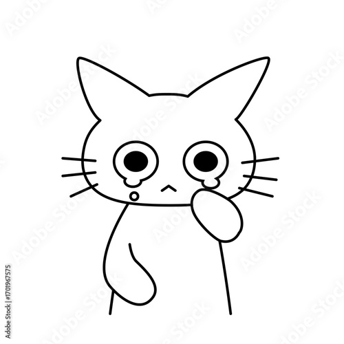 泣いている猫のイラスト