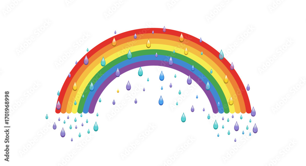 Obraz premium Colorful Rainbow with Raindrops Illustration on White Background 1.