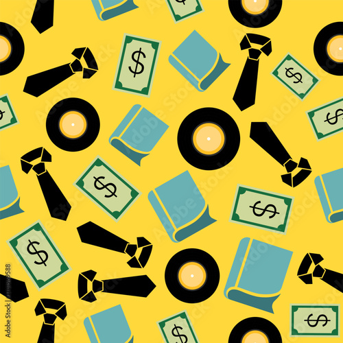 Financial investments and wealth management patterns creative design digital art vibrant yellow background abstract, seamless pattern