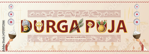 creative vector illustration of Navratri,Durga puja festival