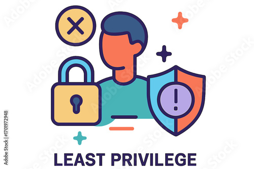 Man with security icons illustrating least privilege concept Least privilege