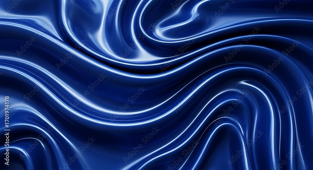 Obraz premium a deep blue fabric with smooth flowing curves and light reflections