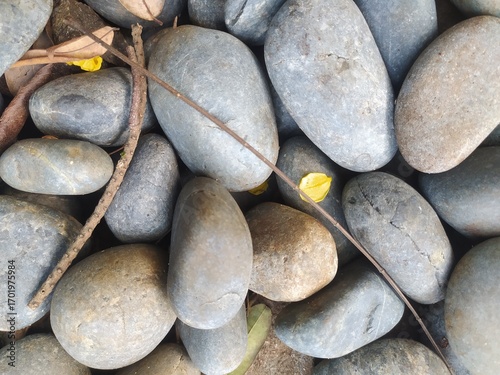 Photography Zen garden smooth stones close-up offer a serene and natural visual appeal