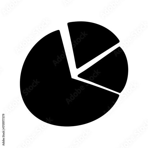 Black and white pie chart displaying segmented data visualization for analysis