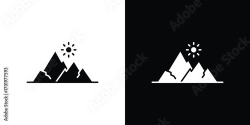 Mountain icon design illustration. icon concept in flat