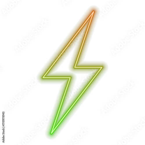 3D Lightning. Neon yellow thunder. bright. Rendering of lightning, neon style, electrical discharges, lightning. Isolated cartoon vector illustration.