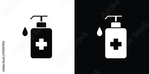 Hand sanitizer icon design illustration. icon concept in flat
