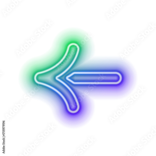 icon,3D neon lights arrow. Abstract minimalist business start up growth concept background. Colorful neon lights in the shape of an ascending arrow. Profit and investment vector illustration.