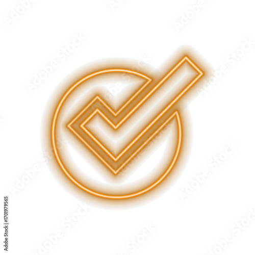 Orange check mark icon isolated.neon style. 3D rendering vector illustration. Blue check mark icon set