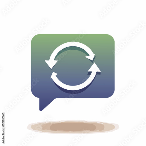 Chat bubble with refresh cycle arrows icon symbolizing communication updates and renewal
