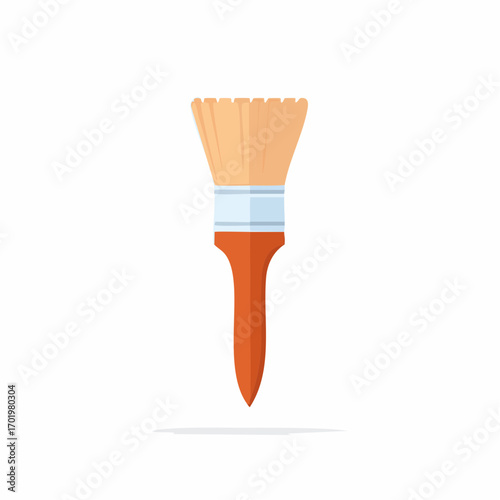 Wide paintbrush with a wooden handle vector icon for painting renovation and art projects