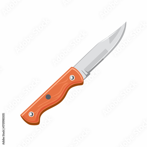 Sharp utility knife with textured orange handle and polished steel blade