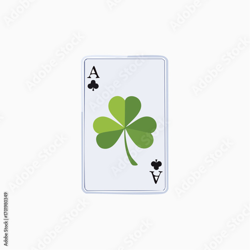 Ace of clubs playing card with shamrock clover, Irish concept