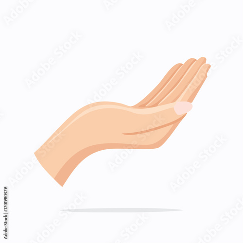Offering Palm Flat Hand Icon Vector Illustration Asking Open Hand Presentation